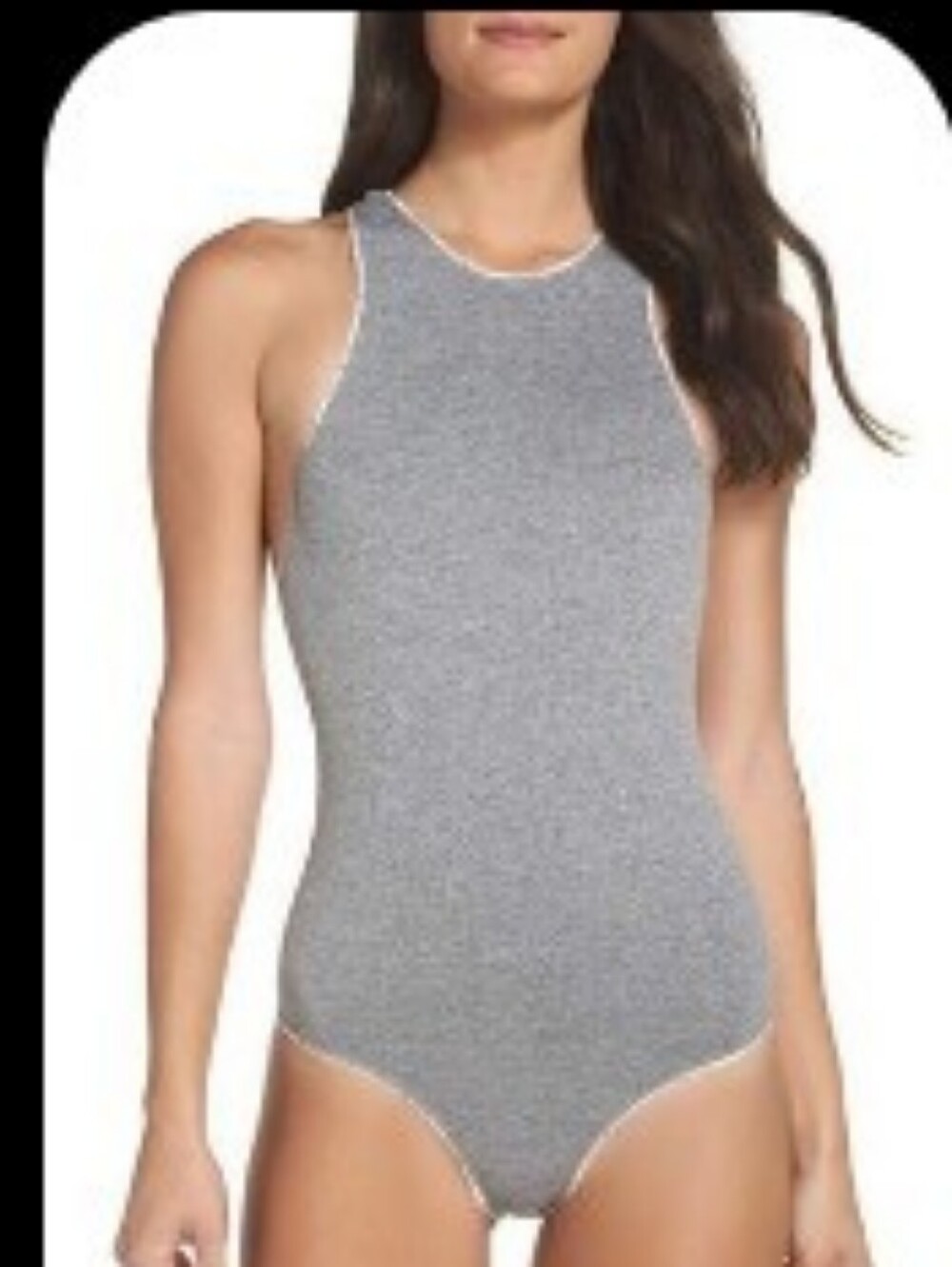 Gray Sleeveless Bodysuit Tank Top